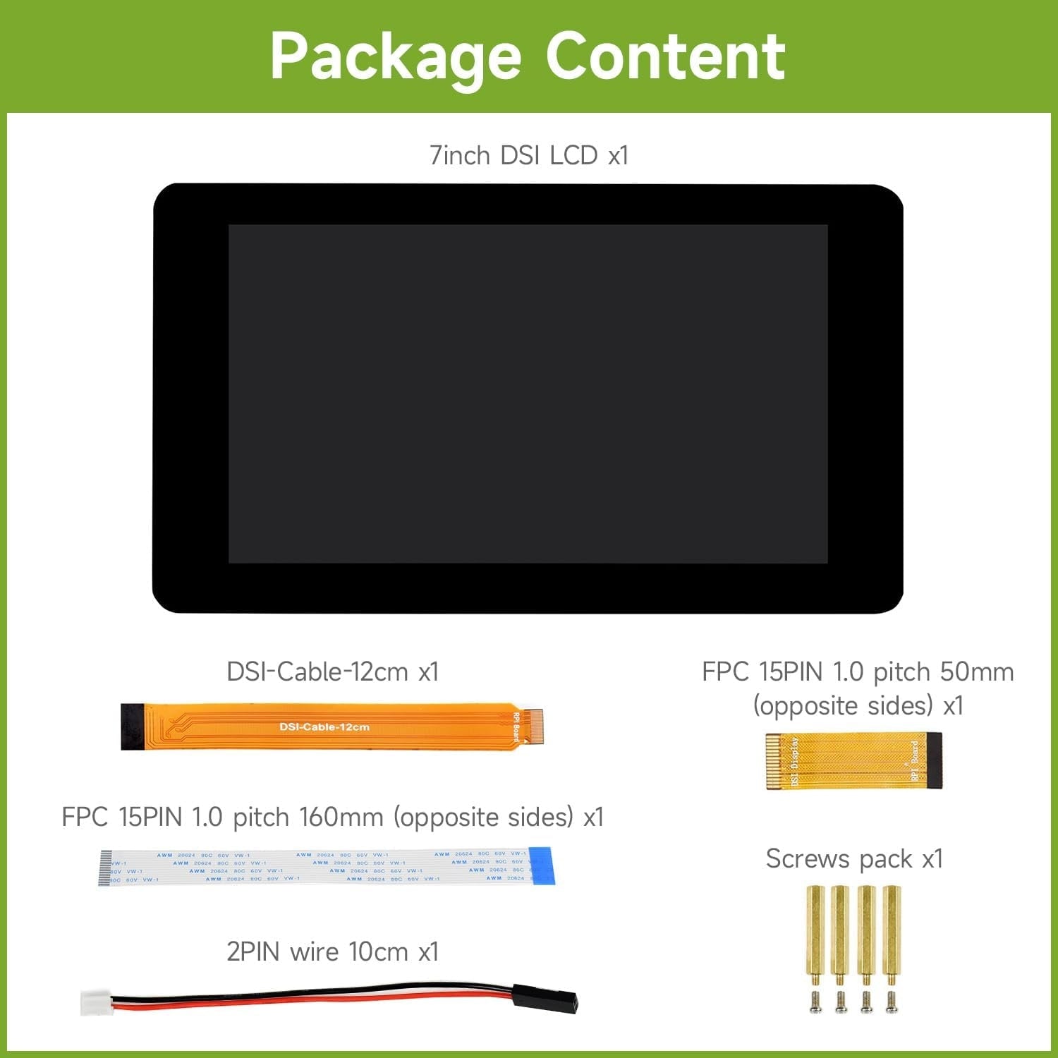 Waveshare 7-tommers berøringsskjerm for Raspberry Pi 5, 4B, Raspberry Pi 3B+/3B/3A+, CM3/3+/4 og VisionFive2 Core3566, 800 × 480 oppløsning med DSI-grensesnitt