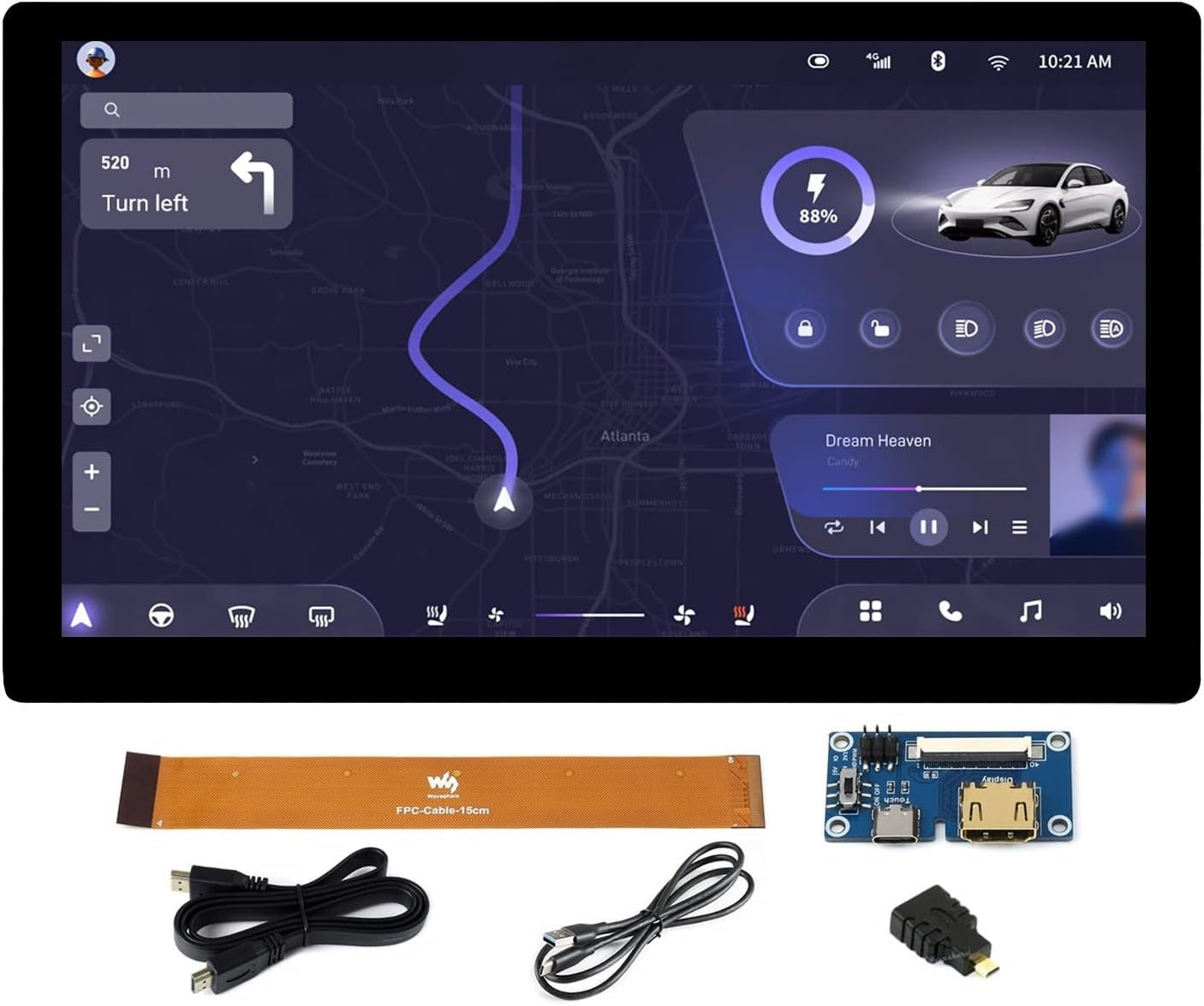 Waveshare 7-tommers HDMI-skjerm Berøringsskjerm LCD 1024 x 600 IPS Skjerm Støtter Alle Versjoner av Raspberry Pi Windows-skjerm