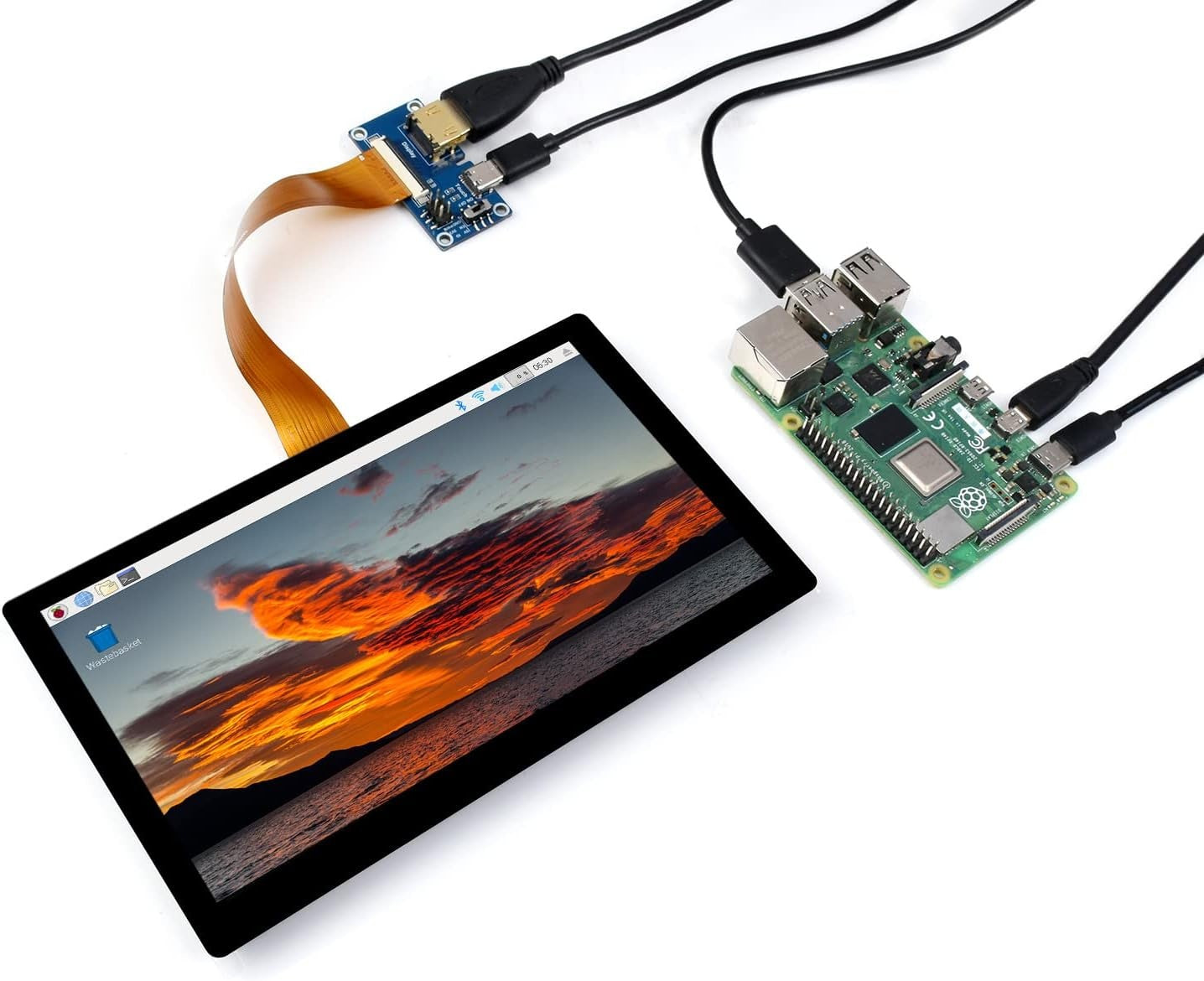 Waveshare 7-tommers HDMI-skjerm Berøringsskjerm LCD 1024 x 600 IPS Skjerm Støtter Alle Versjoner av Raspberry Pi Windows-skjerm