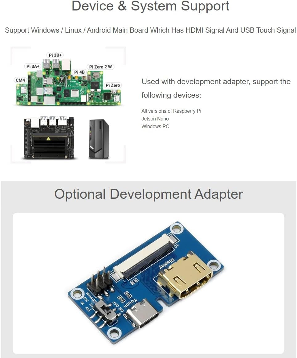 Waveshare 7-tommers HDMI-skjerm Berøringsskjerm LCD 1024 x 600 IPS Skjerm Støtter Alle Versjoner av Raspberry Pi Windows-skjerm