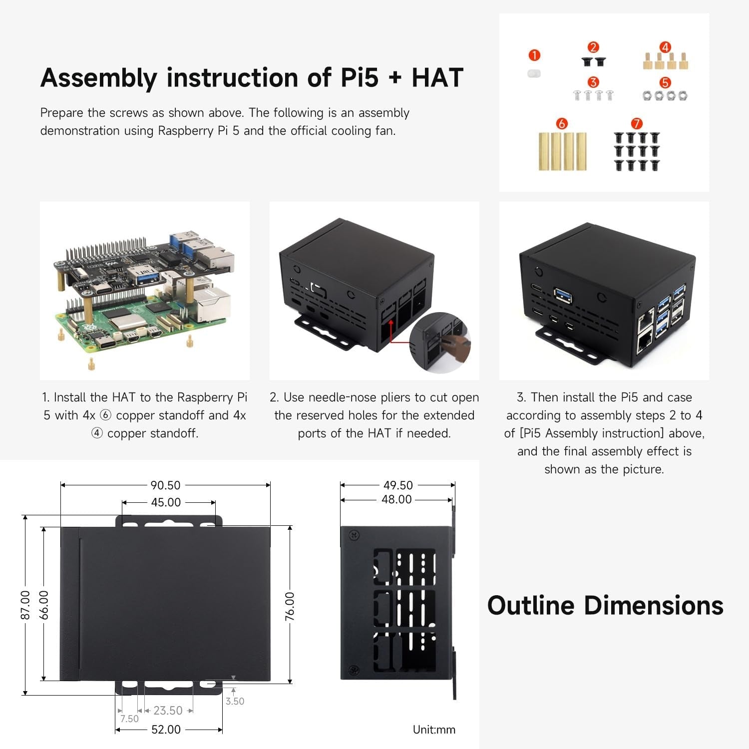 Waveshare industrielt metallkabinett (D) for Raspberry Pi 5