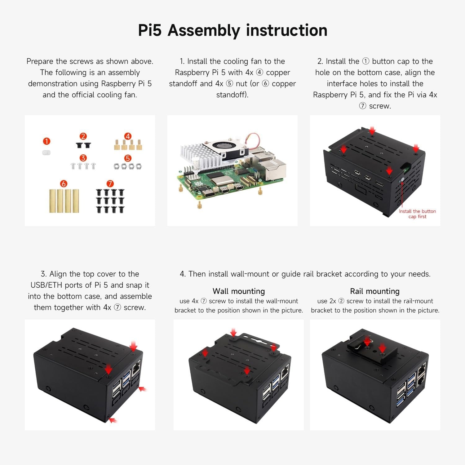 Waveshare industrielt metallkabinett (D) for Raspberry Pi 5