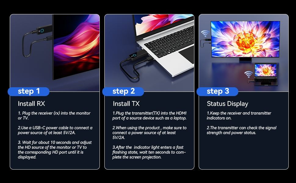 Wireless HDMI Extender 4K@30Hz 50m