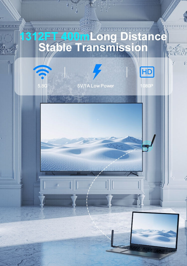 Wireless HDMI Extender 5GHz 1080p 60Hz 400m