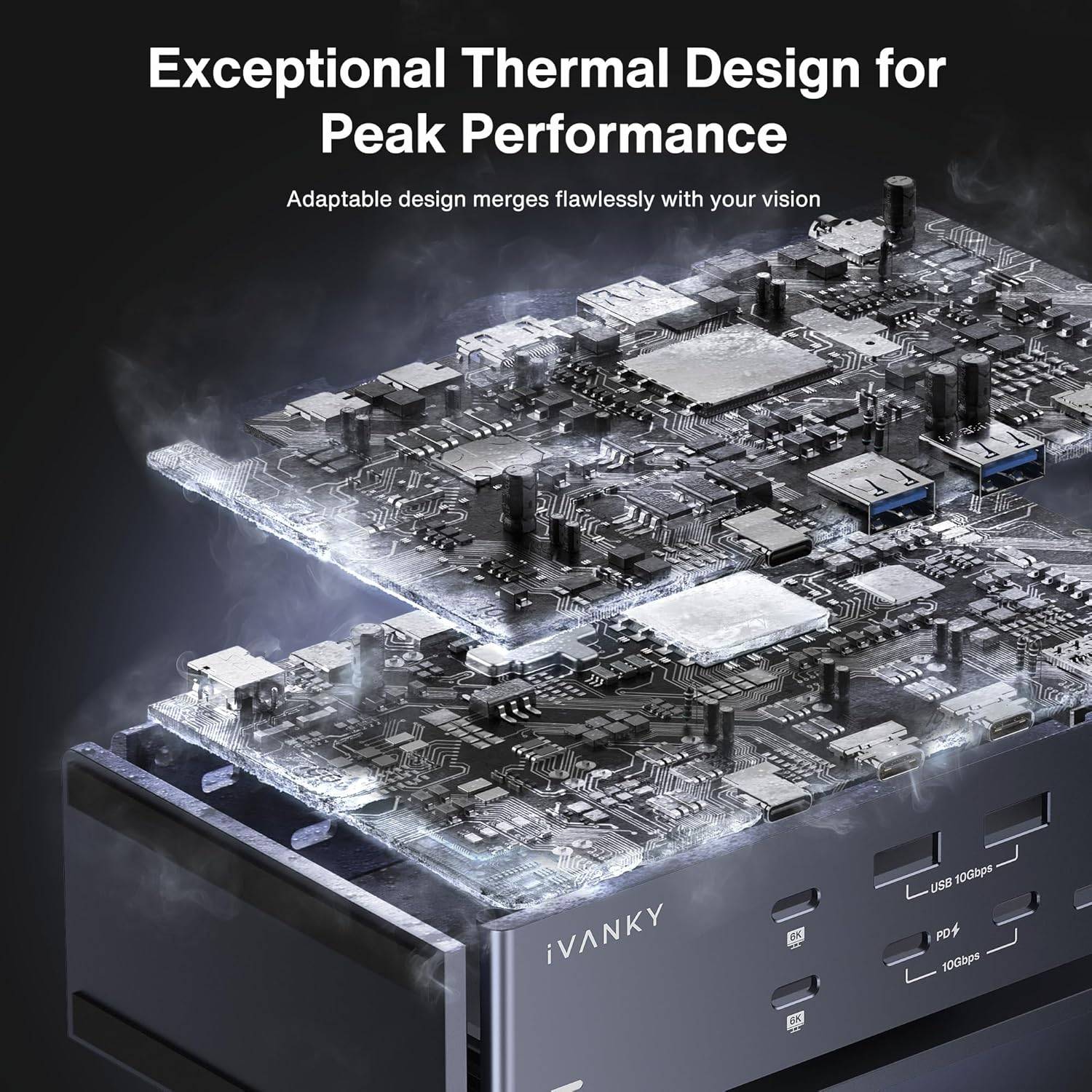 iVANKY 20-in-1 FusionDock Max 1 Dual Thunderbolt 4 For Mac M1/M2/M3/M4, Quad 6K @ 60Hz Monitor MacBook Docking Station with 2 x HDMI, 7 x 10Gbps USB, 2.5GbE, 96W PD, SD/TF 4.0, 40G