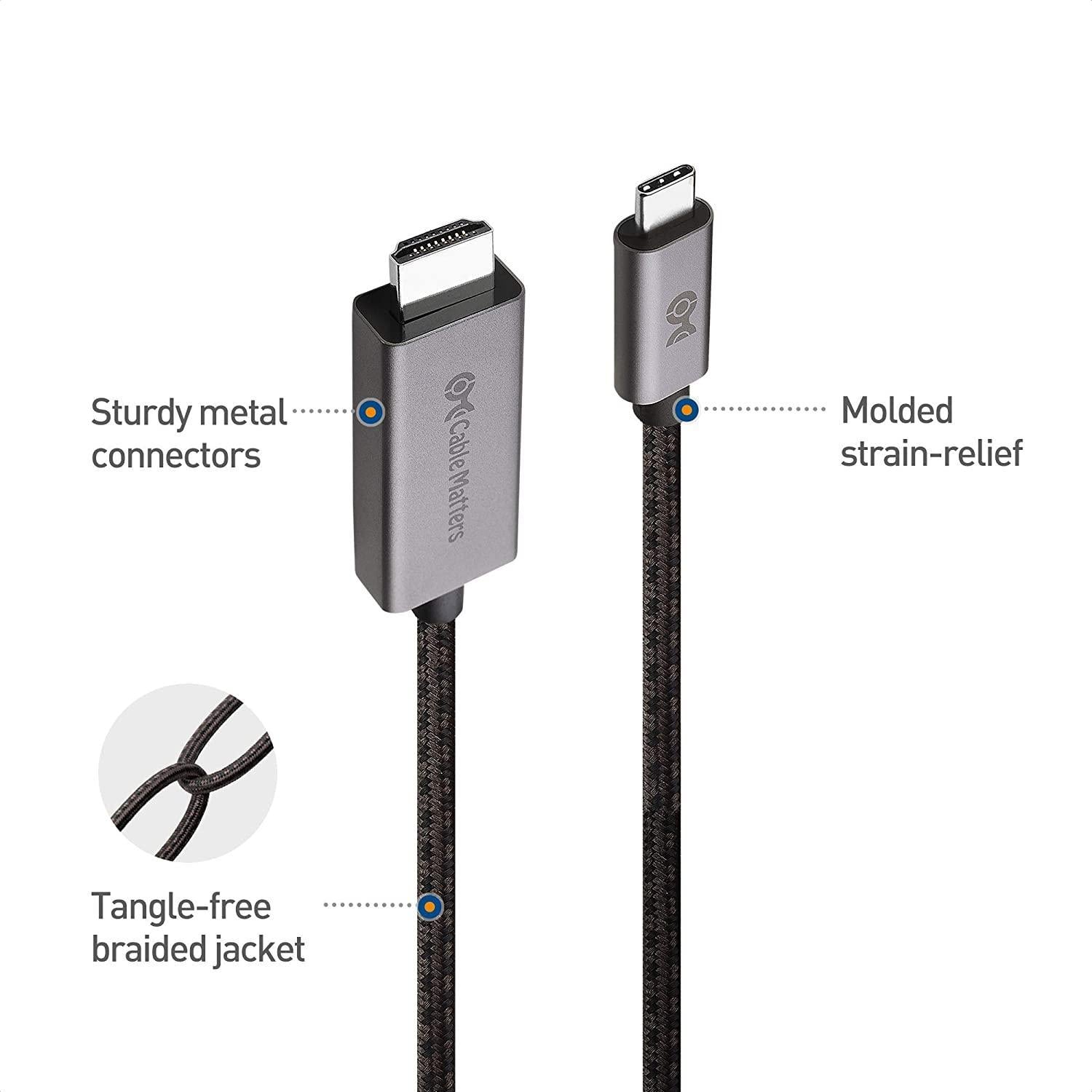Cable Matters 1,8 m USB-C til HDMI-kabel 8K30Hz 4K 120Hz 48Gbps HDR Kompatibel med Thunderbolt 4 og 3