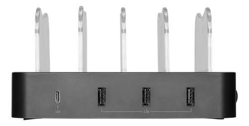 DELTACO USB-ladestasjon for 4 enheter, 3x USB-A, 1x USB-C PD, hurtiglading, totalt 40 W, svart