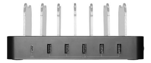 DELTACO USB-ladestasjon for 6 enheter, 5x USB-A, 1x USB-C PD, hurtiglading, totalt 50W, svart