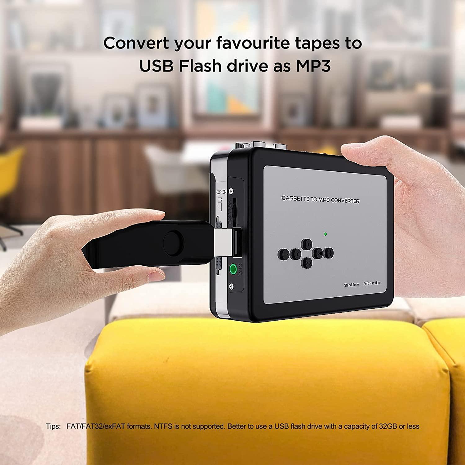 Ezcap kassett til MP3-konverter digital kassettspiller konverterer kassetter til MP3 til USB-minnepinne Ingen datamaskin nødvendig