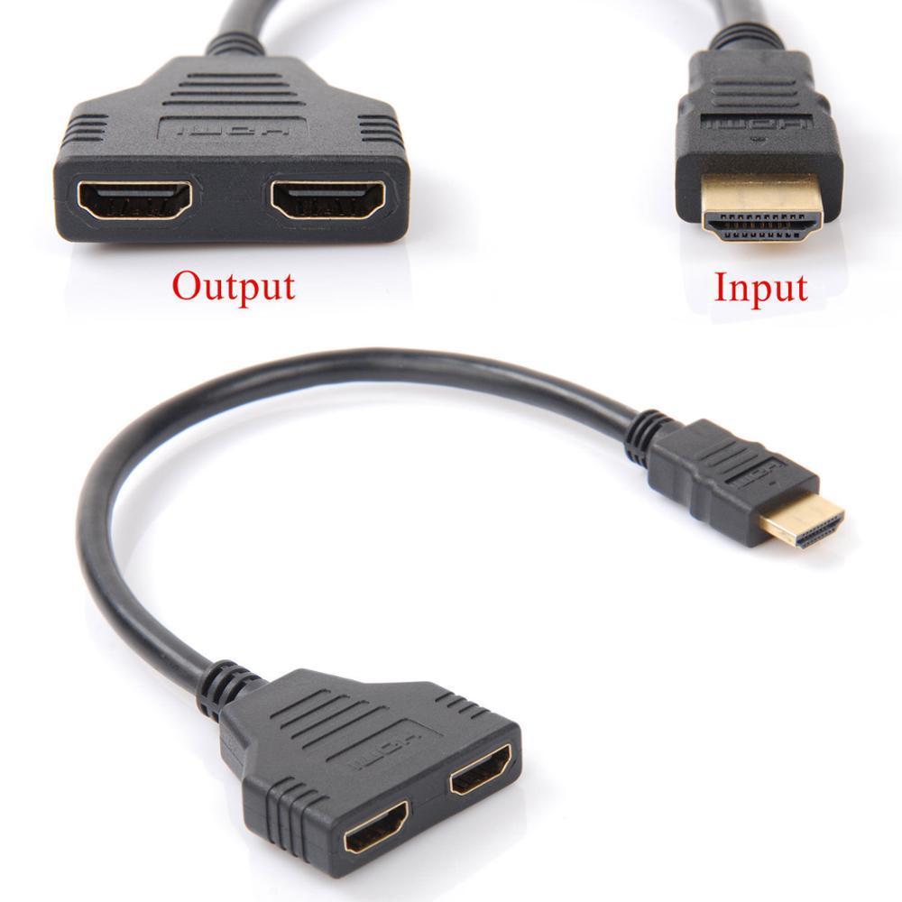 HDMI Splitter 1 til 2 oppløsning 1080p 10cm kabel