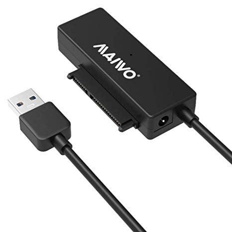 Maiwo K10435 5Gbps USB3.1 til 2,5 "og 3.5" HDD SSD 12.5mm SATA III adapter 10cm USB A Kabel, 14TB
