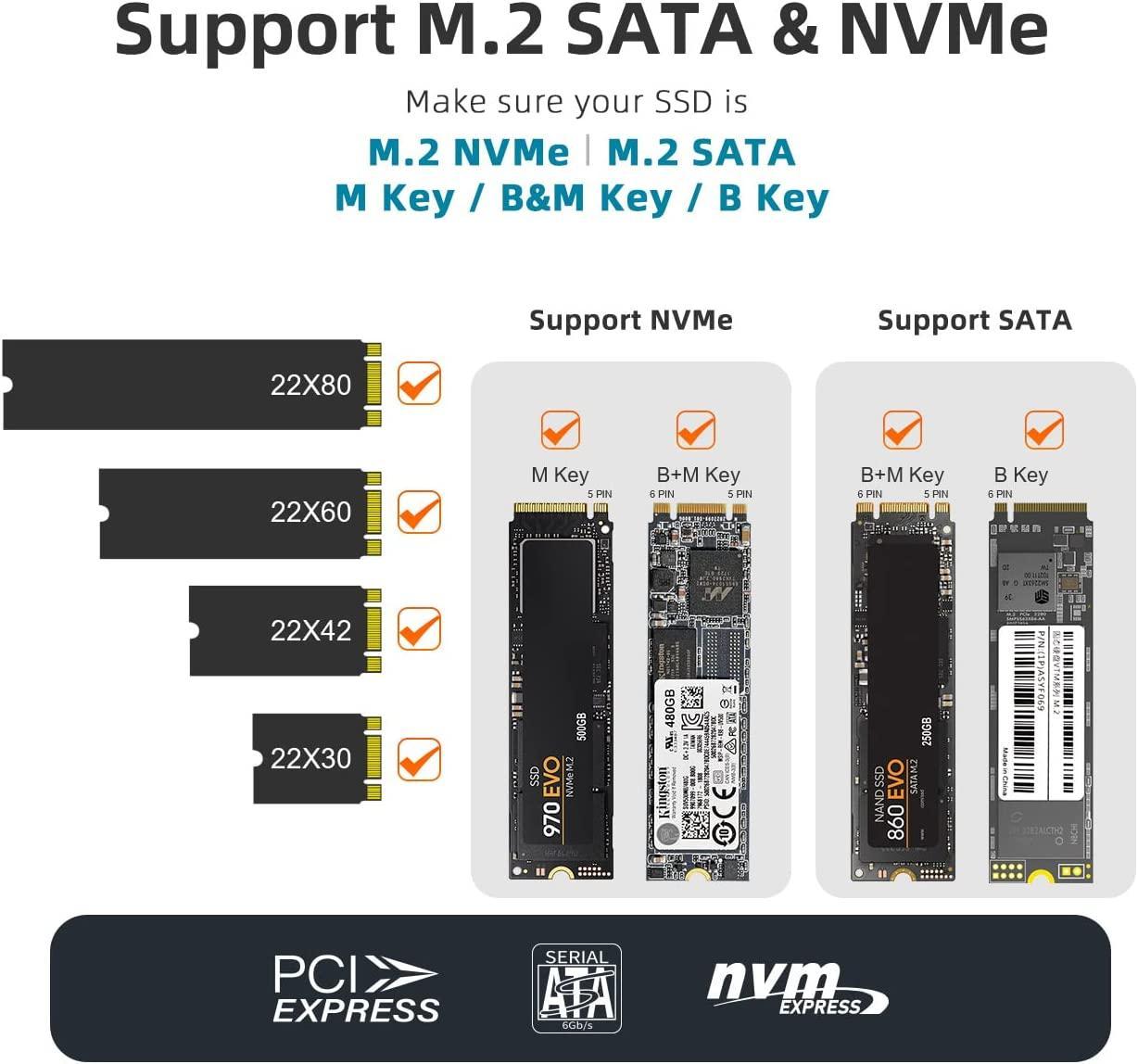 Maiwo K1683P2 Eksternt skap M.2 NVME og SATA SSD til USB A og USB C 10Gbps B-Key og B & M Key Uasp 2280 2260 2242 2230 Aluminimu