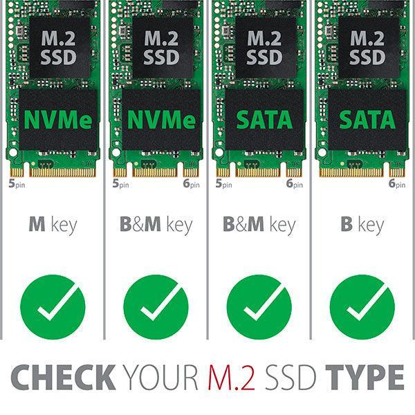 Maiwo K1687P2 M.2 SATA & NVME SSD KOMBO TIL USB3.1 GEN2 10GBPS Eksternt skap Aluminium