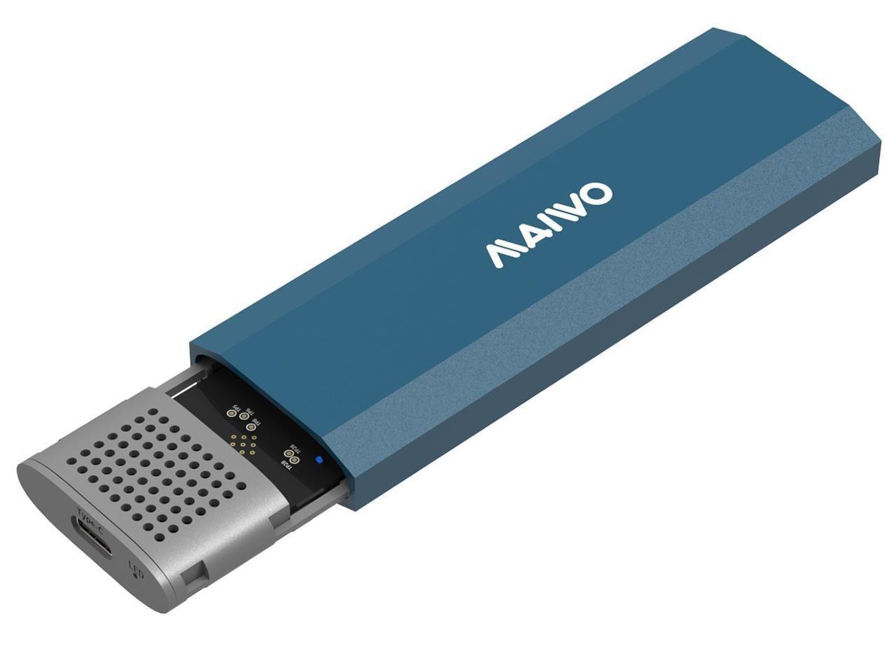 Maiwo K1690 M.2 SATA & NVMe SSD-kombinasjon for USB3.2 Gen2 10 Gbps eksternt deksel skruløs design aluminium