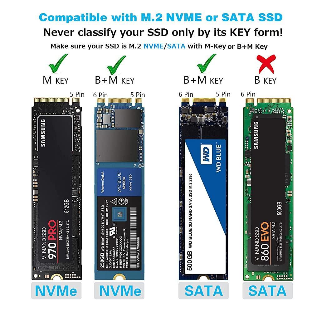 Maiwo K3016Cl Docking Station for harddisk Kloning SATA og NVME SSD 1: 1 10Gbps M-Key og B + M Key SD Express-kortleser