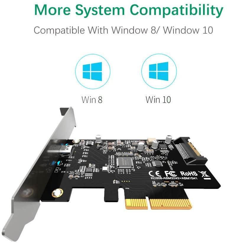 Maiwo KC008 PCI Express X4-kort til 1X Ekstern USB-type C 20 Gbps USB 3.2 Gen 2x2 PCIe 3.0 X4