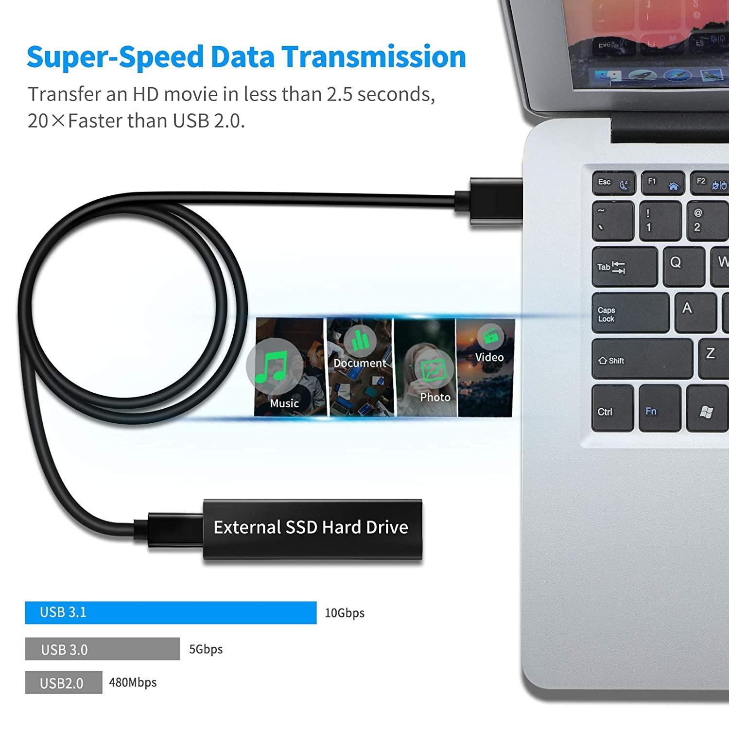 NÖRDIC 15cm USB C til USB En kabel USB3.1 Gen1 Rask lading 60W 5Gbps 3A, Nylon flettet svart