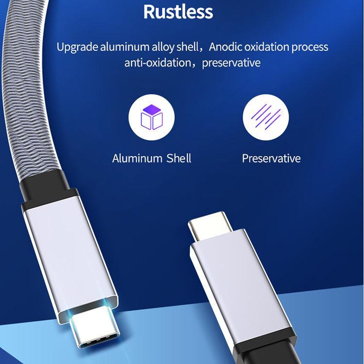 NÖRDIC 1,5 m flat og tynn kabel USB3.2 Gen2 USB-C til C hurtiglading med strømforsyning PD100W 5A 10Gbps 4K 60Hz med Emarker
