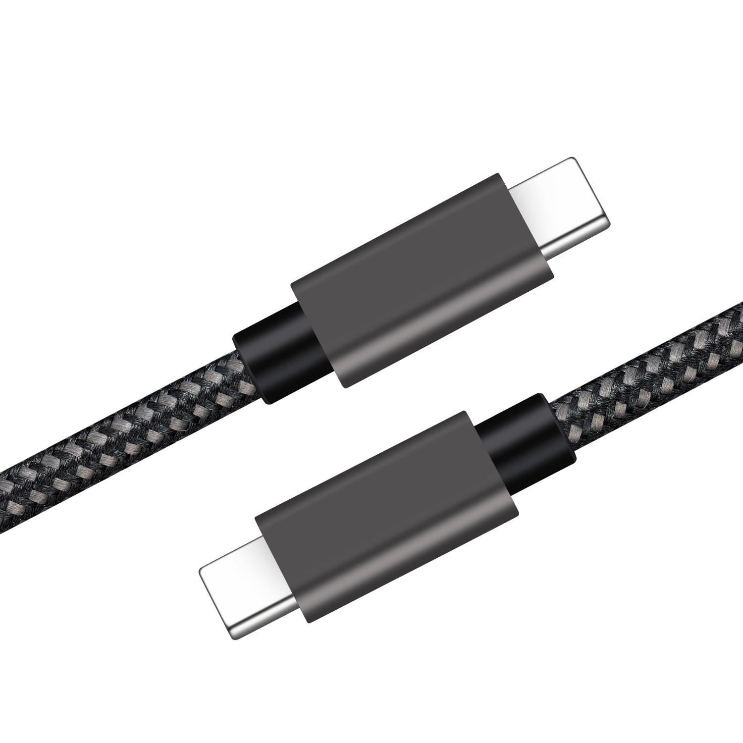 NÖRDIC 1M USB C 3.1 til USB C Nylon Flettet Kabel Hurtiglading 3A Gen1 5Gbps Strømlevering PD 60W
