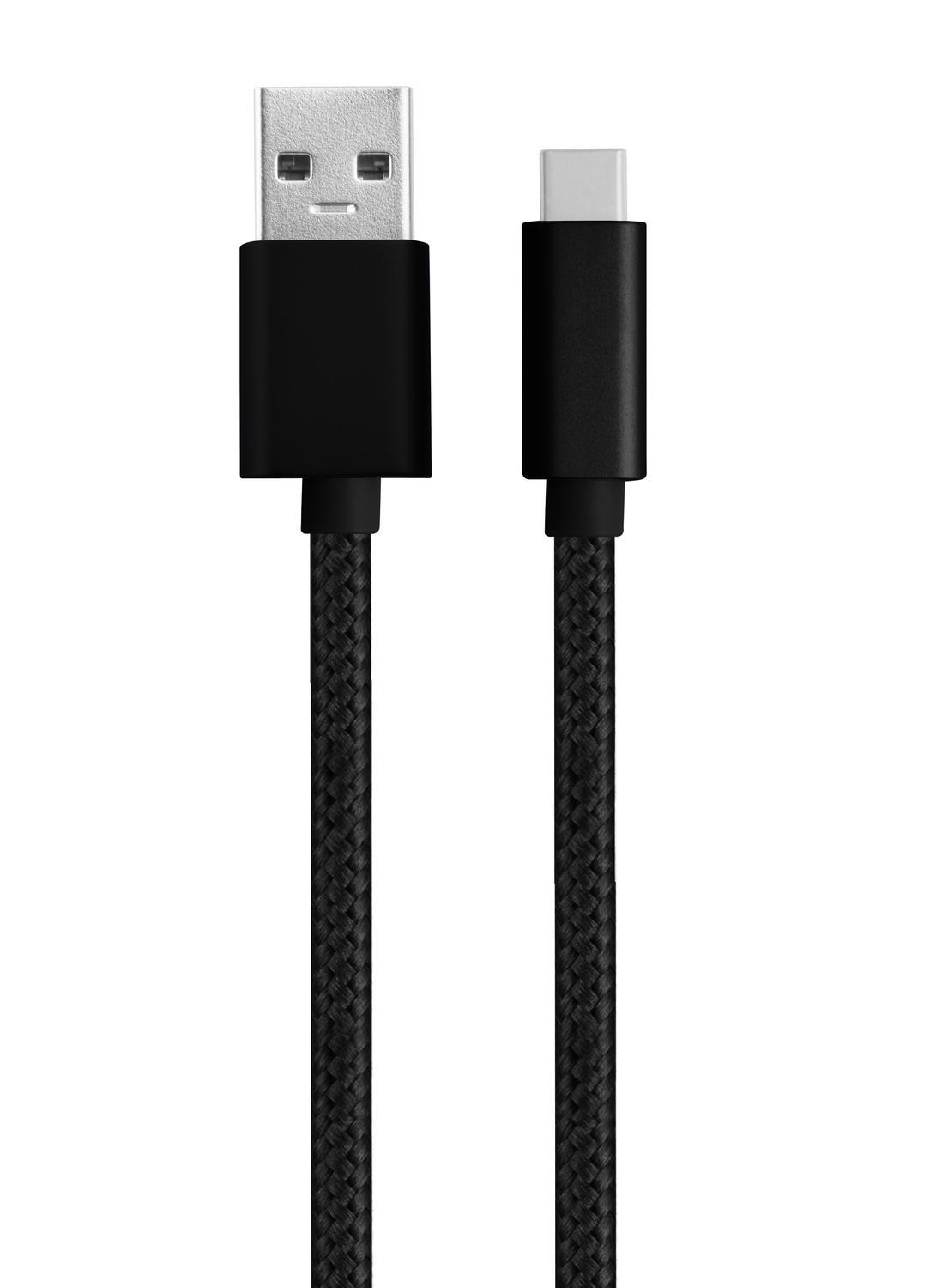NÖRDIC 1M USB C til USB En kabel USB3.1 Gen1 Hurtiglading 60W 5Gbps 3A, Nylon Braided Black