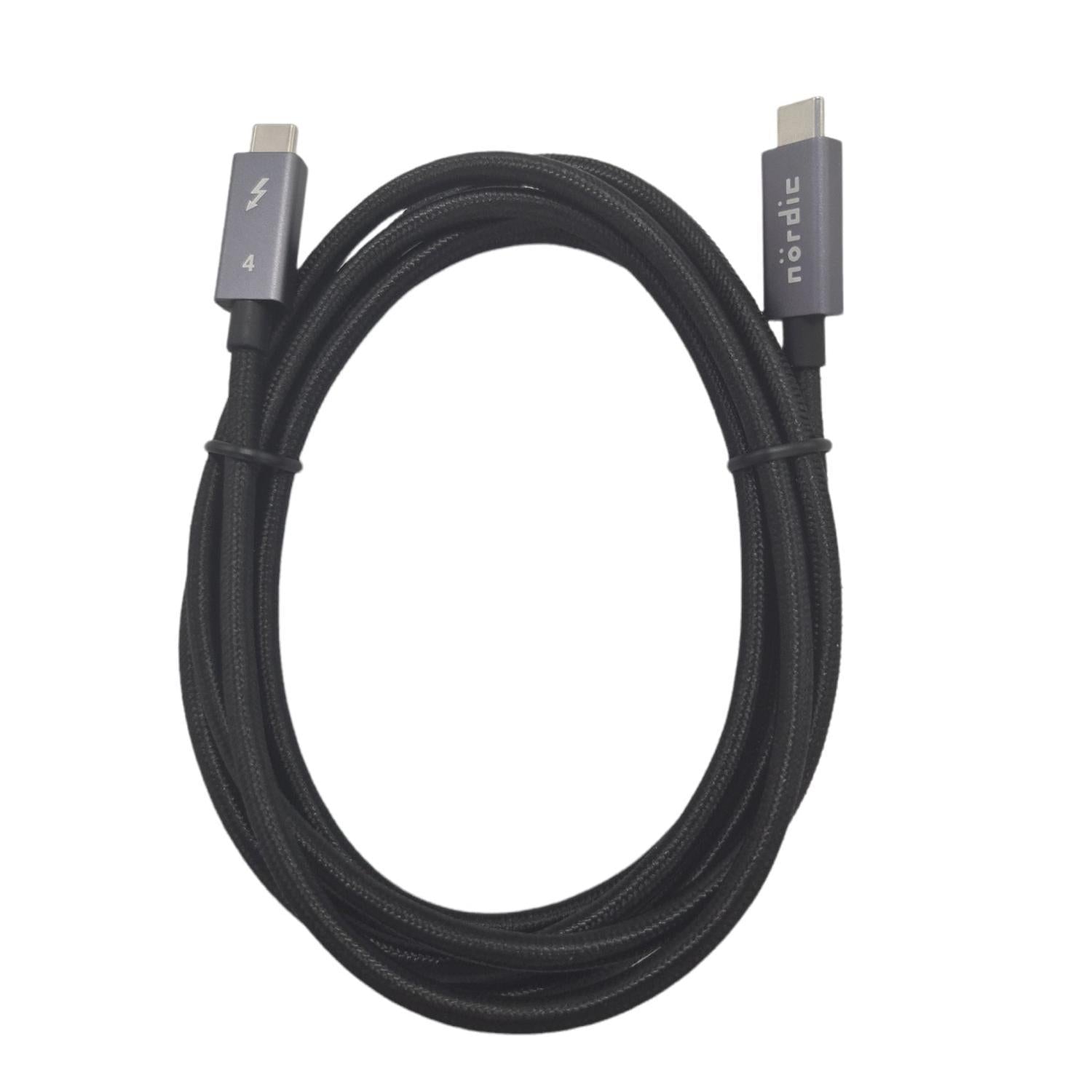 NÖRDIC 1m Thunderbolt 4 USB-C kabel 40Gbps 100W lading 8K video kompatibel med USB 4 og Thunderbolt 3
