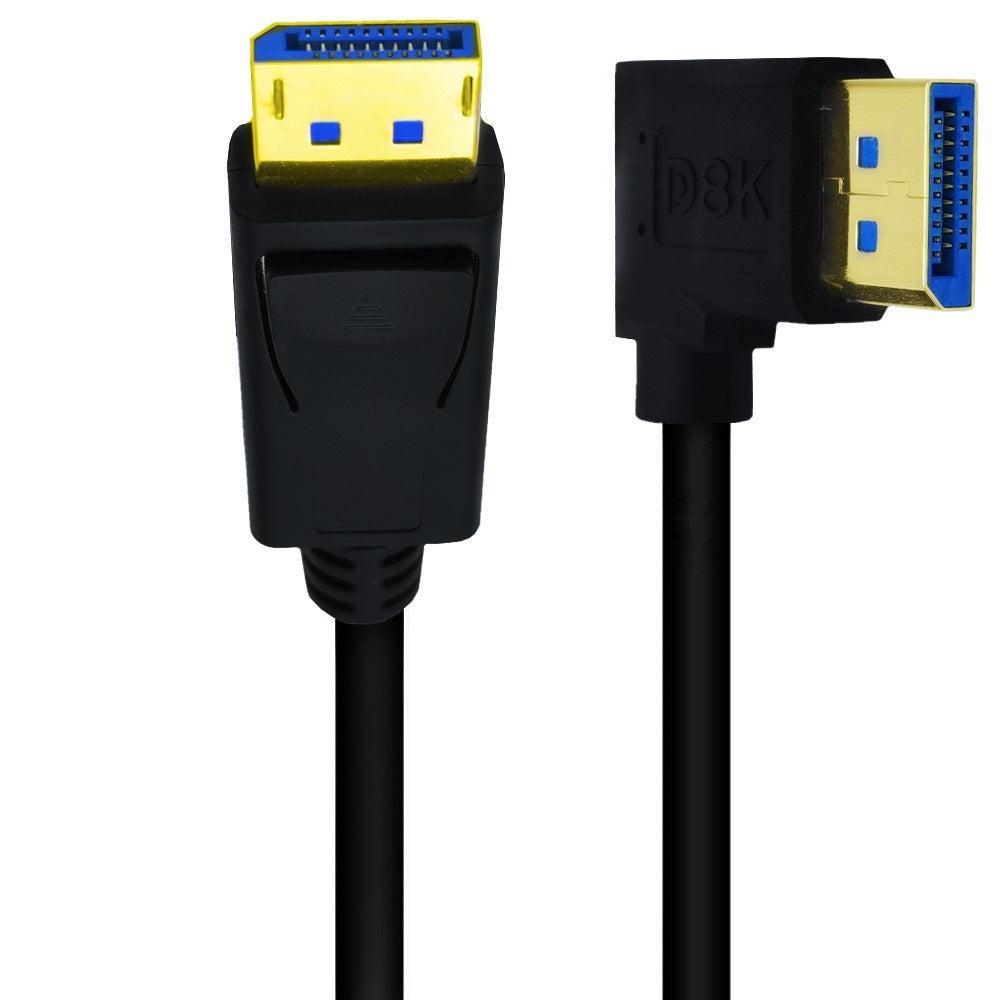 NÖRDIC 1m vinklet Displayport til Displayport-kabel ver 1.4 UHD 8K i 60Hz 32.4Gbps 10-bit HDR dobbeltskjermet
