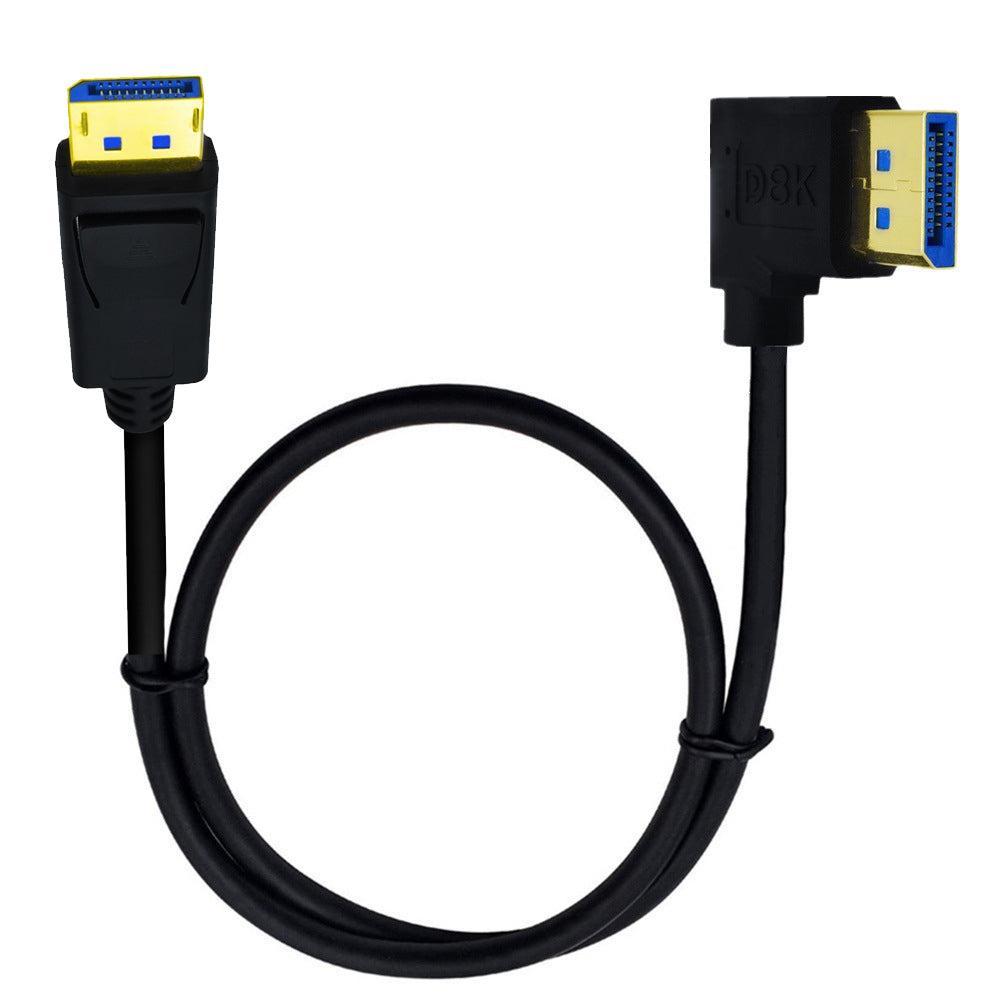 NÖRDIC 1m vinklet Displayport til Displayport-kabel ver 1.4 UHD 8K i 60Hz 32.4Gbps 10-bit HDR dobbeltskjermet