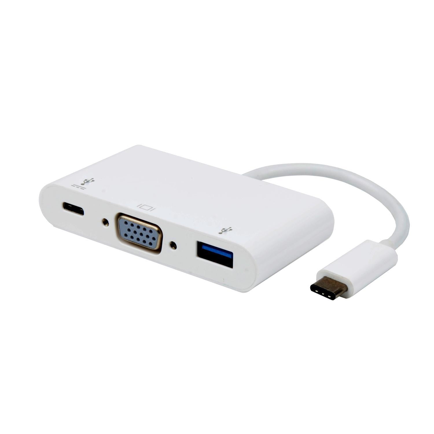 NÖRDIC 1 til 3 USB C Docking Station med 1x VGA 1920x1200 i 60Hz, 1xusb C 100W PD Fast Charge og 5Gbps dataoverføringshastighet, 1xusb 3.1