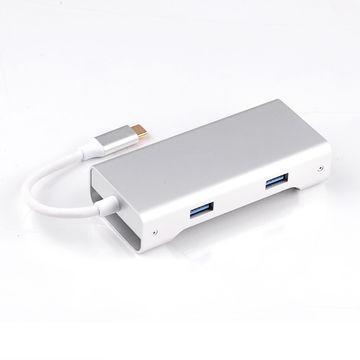 NÖRDIC 1 til 7 USB C Aluminium Docking Station 1xhdmi 4K 30Hz 1xrj45 Giga Ethernet 2xUSB 3.1 5GBP 1X USB C PD87W 1XSD / TF Kortleser Sølv