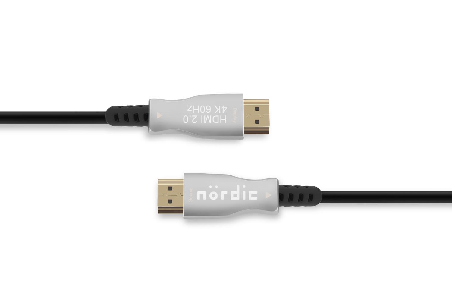 NÖRDIC 20m Active Aoc Fiber Optical HDMI 2.0 4K 60Hz 18Gbps Edid CEC HDR Arc Dolby DTS HD