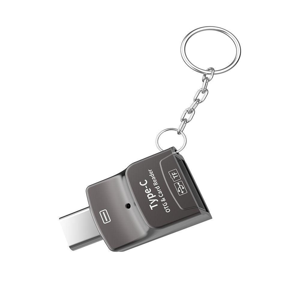 NÖRDIC 2 i 1 OTG USB3.1 A adapter til USB-C med kortleser 2TB TF / Micro SD / Micro SDHC / Micro SDXC