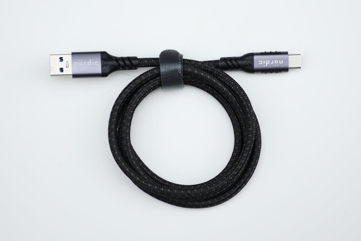 NÖRDIC 2m USB3.2 Gen1 USB-C til A nylonflettet kabel hurtiglading 3A 5Gbps Strømforsyning PD 60W