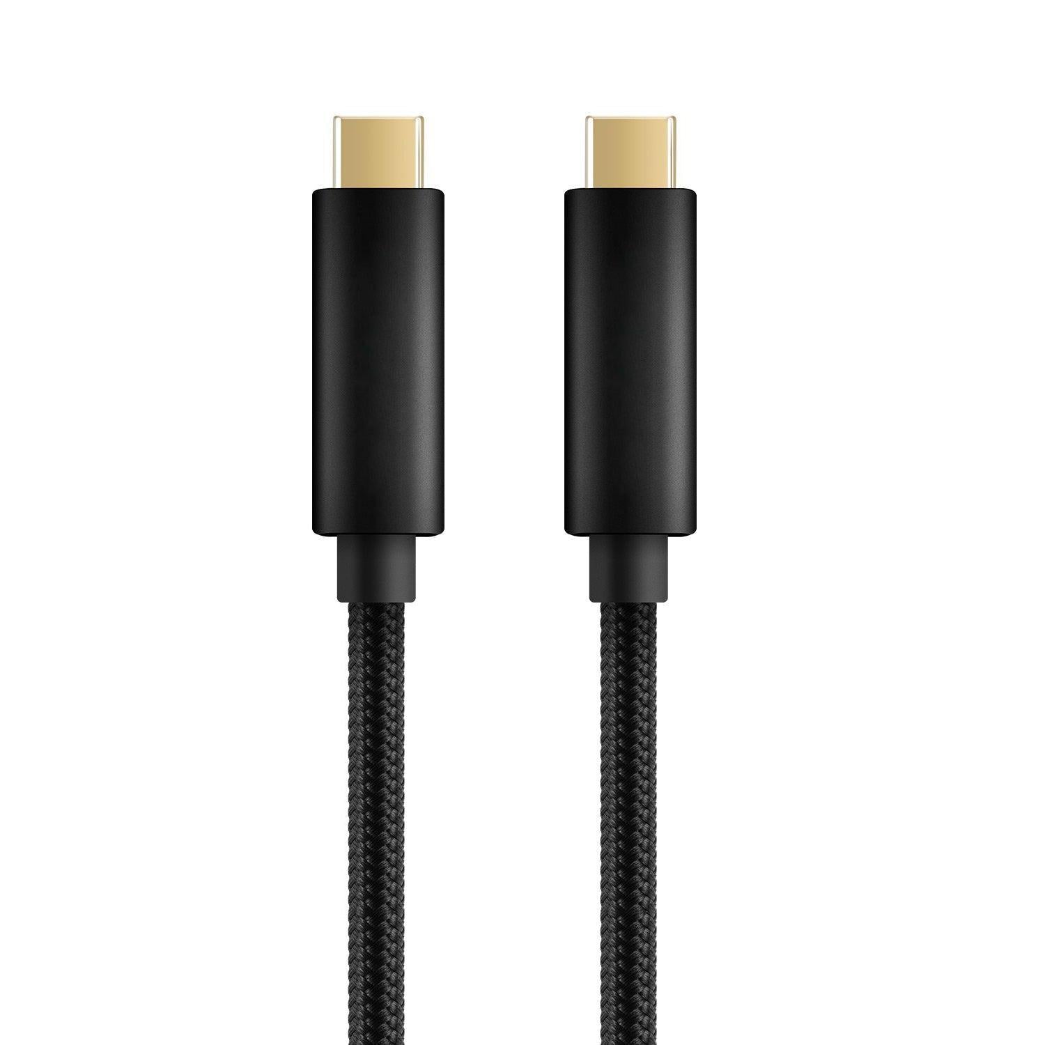 NÖRDIC 2m USB3.2 Gen1 USB-C til C nylonflettet kabel hurtiglading 3A 5Gbps Strømforsyning PD 60W svart