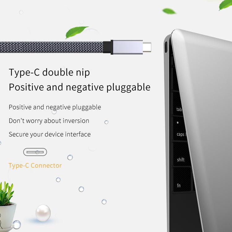 NÖRDIC 2m flat og tynn kabel USB3.2 Gen2 USB-C til C hurtiglading med strømforsyning PD100W 5A 10Gbps 4K 60Hz med Emarker