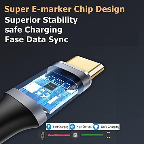 NÖRDIC 3m USB3.2 Gen2 SuperSpeed USB 10 Gbps USB-C til C nylonflettet kabel med strømforsyning 100W, 4K60Hz video og Emarker