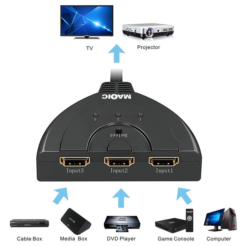 NÖRDIC 4K HDMI Pigtail Switch 3 til 1 UHD HDCP 3D Dolby DTS