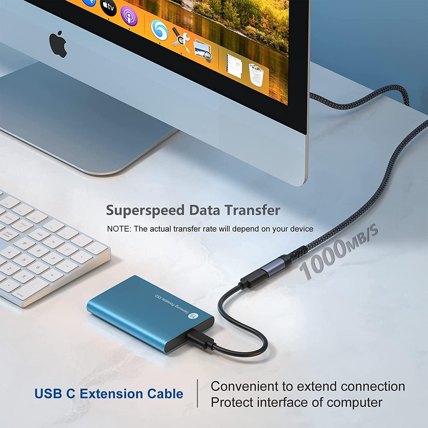NÖRDIC 50cm USB3.2 Gen2 USB-C Forlengelseskabel for 10Gbps 5A 100W Thunderbolt3