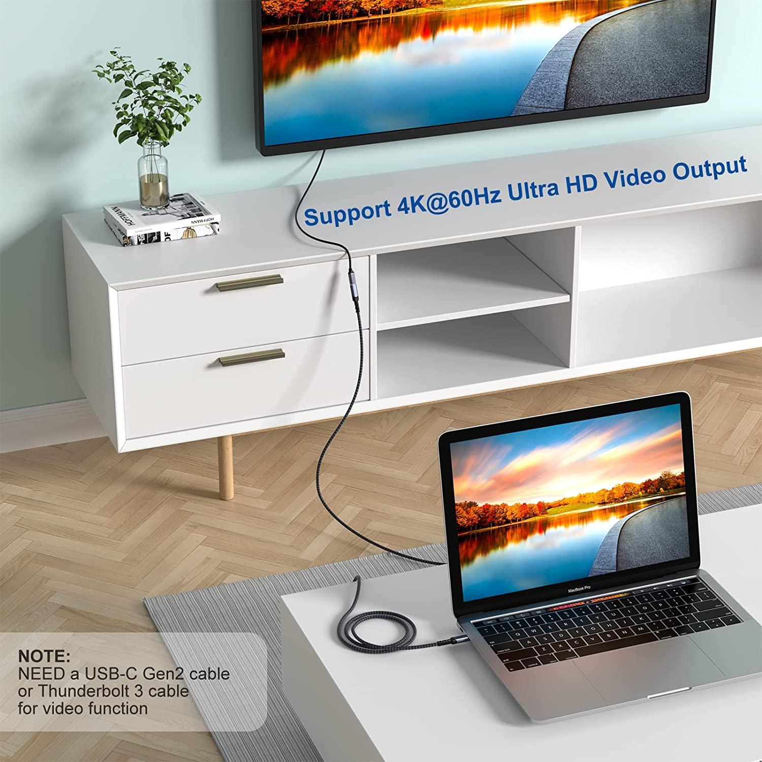 NÖRDIC 50cm USB3.2 Gen2 USB-C Forlengelseskabel hann til hunn 10Gbps 5A 100W Thunderbolt3