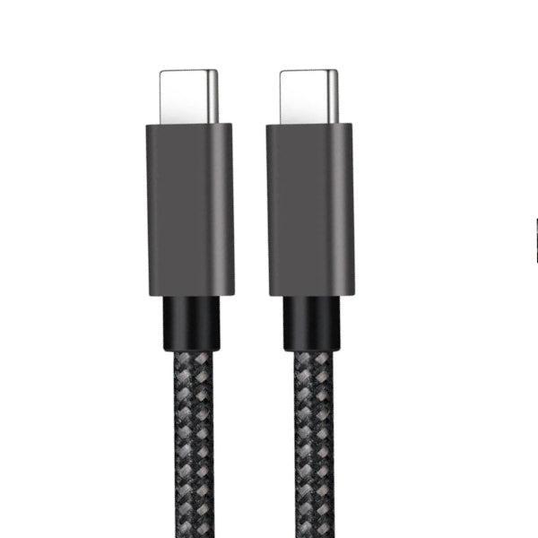 NÖRDIC 50cm USB C 3.1 til USB C Nylon Flettet Kabel Hurtiglading 5A Gen2 10Gbps Strømlevering PD 100W med Emarker