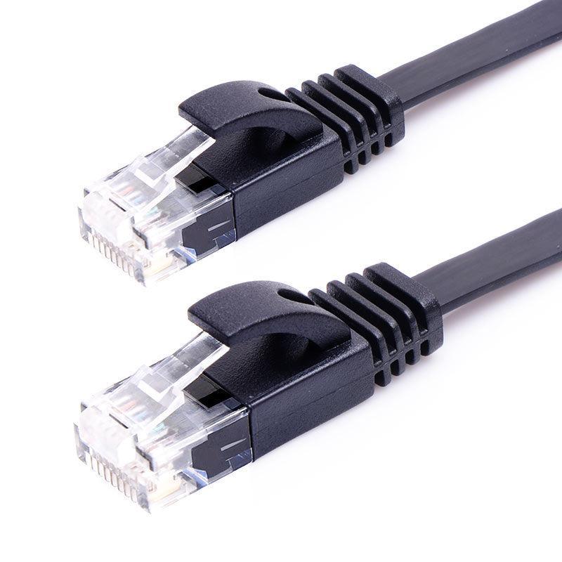 NÖRDIC CAT6 U / UTP Flat Network Cable 3M 250MHz Båndbredde og 10Gbps Overføringshastighet Svart