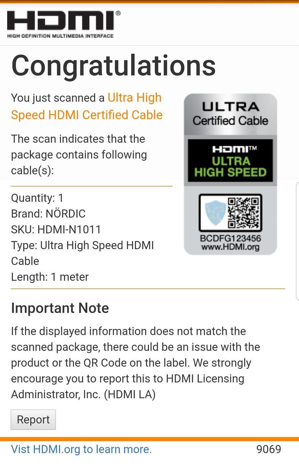 NÖRDIC CERTIFIED CABLE 1M HDMI2.1 Ultra High Speed 8K 60Hz 4K 120Hz 48Gbps Dynamic HDR Earc Game Mode VRR Dolby Atmos Nylon Flettet Kabel Forgylt