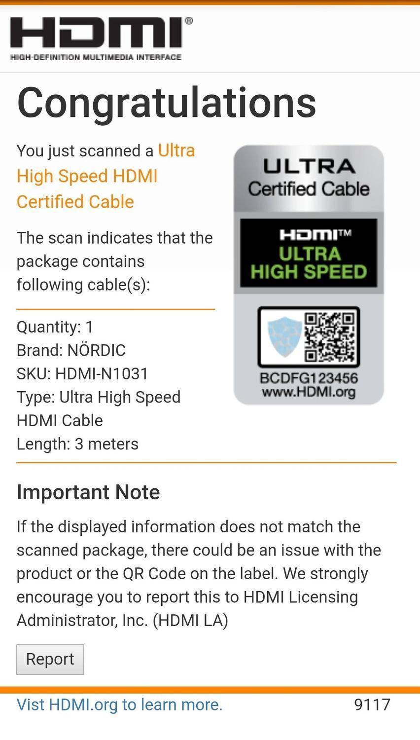 NÖRDIC CERTIFIED CABLE 3M HDMI 2.1 Ultra High Speed 8K 60Hz 4K 120Hz 48Gbps Dynamic HDR Earc Game Mode VRS Dolby Atmos Nylon Flettet Forgylt
