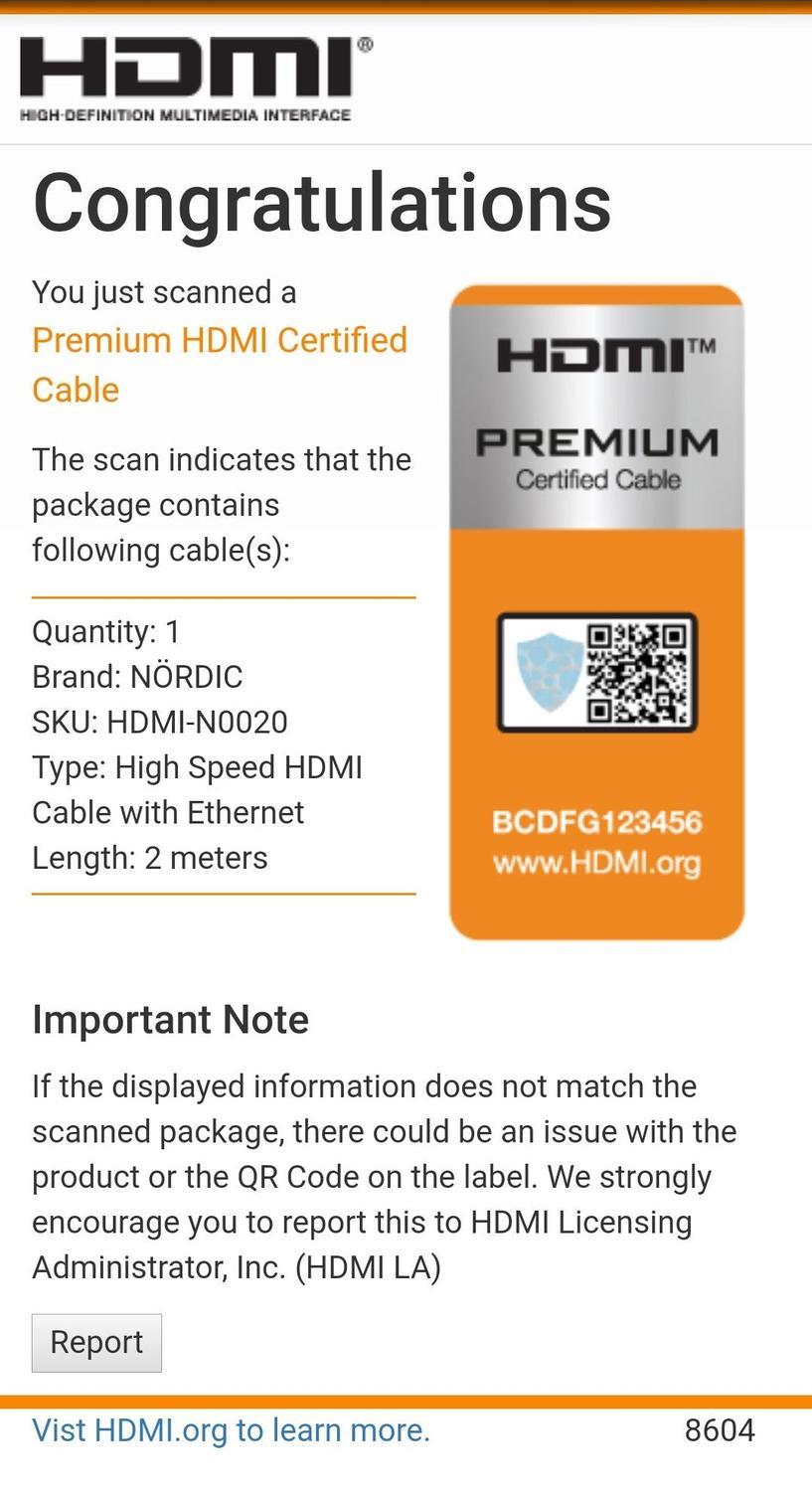 NÖRDIC CERTIFIED CABLE Premium High Speed HDMI med Ethernet 2M 18Gbps 4K 60Hz UHD HDCP 2.2 HDR Dolby® Vision Arc HDMI2.0