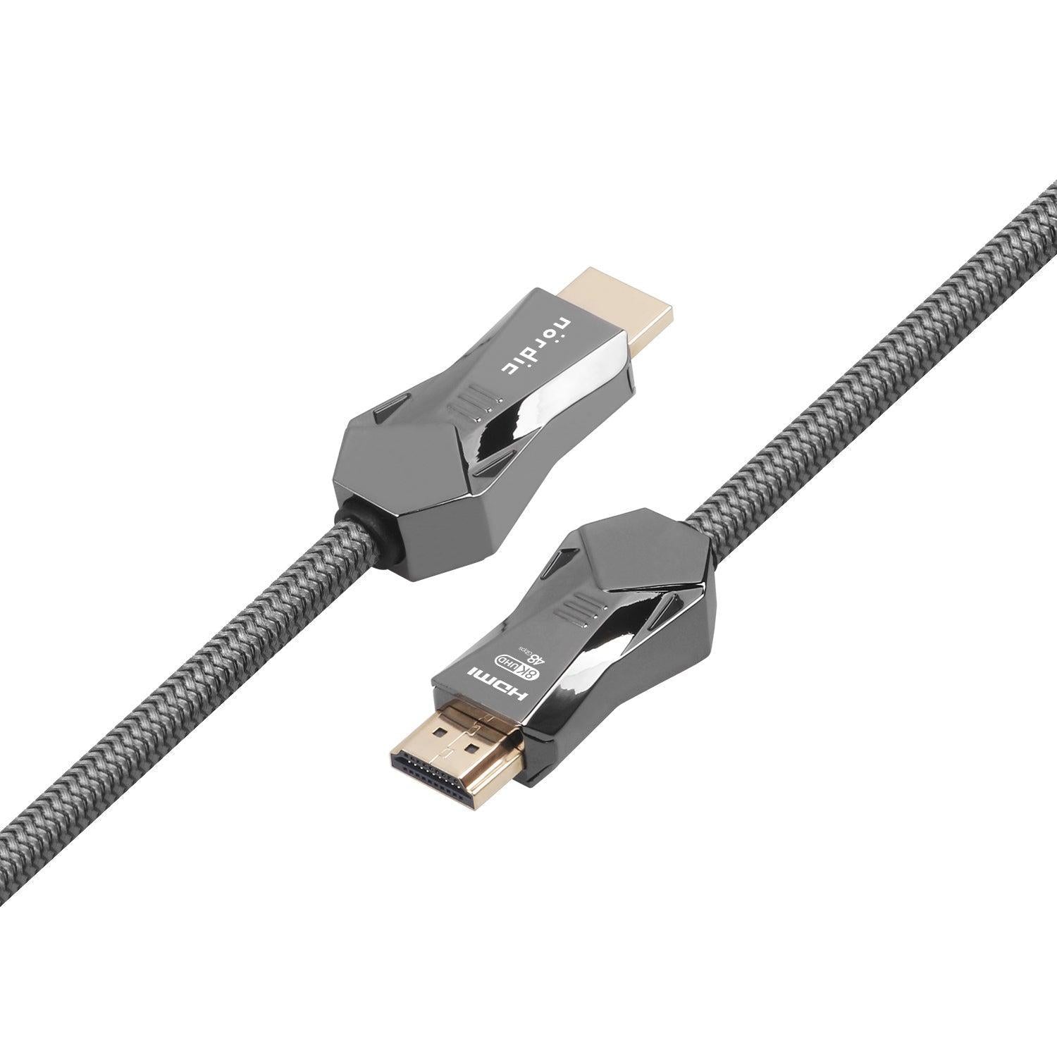 NÖRDIC-SERTIFISERT KABLER 1m Ultra High Speed HDMI 2.1 8K 60Hz 4K 120Hz 48Gbps Dynamic HDR eARC VRR Nylonflettet kabel gullbelagt