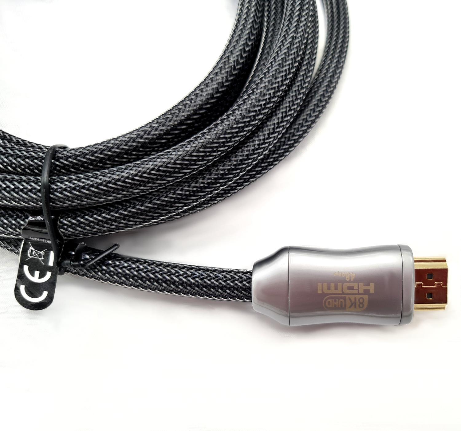 NÖRDIC CERTIFIED KABLER 3m Ultra High Speed HDMI 2.1 8K 60Hz 4K 120Hz 48Gbps Dynamic HDR eARC VRR nylonflettet kabel gullbelagt ekstra slitesterk