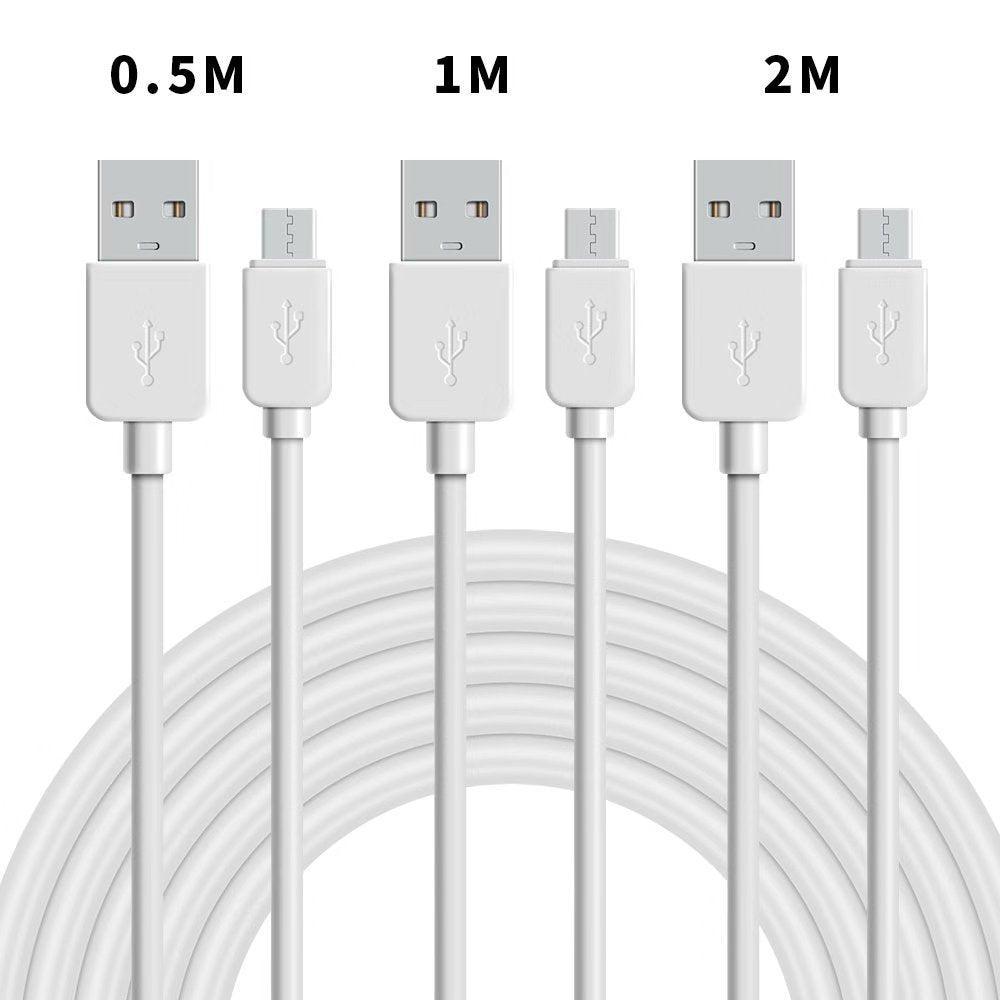 NÖRDIC Cable Kit 3-Pack 0,5M + 1M + 2M USB A 2,0 til Micro B 480 Mbps 2,4A Hvit For Android Mobiles og Tabletter