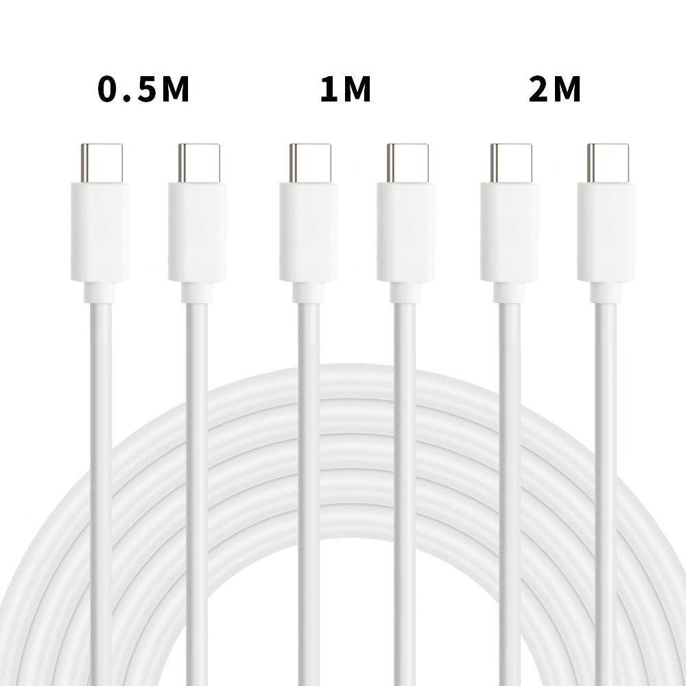 NÖRDIC Cable Kit 3-Pack 0,5M + 1M + 2M USB C til USB C 2.0 480 Mbps 3a Hvit For Android Mobiles og Tabletter