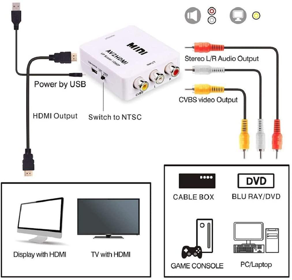 NÖRDIC Composite Video av HDMI-adapteren 3xrca og CVBS Converter 1080p i 60hz Pal og NTSC