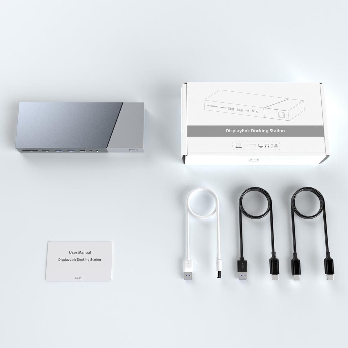 NÖRDIC DisplayLink USB-A & USB-C Dokkingstasjon 1 til 15 for trippelskjermer 1xHDMI 4K30Hz 2xHDMI 2K50hz for Mac M1 M2 Thunderbolt 3 & 4
