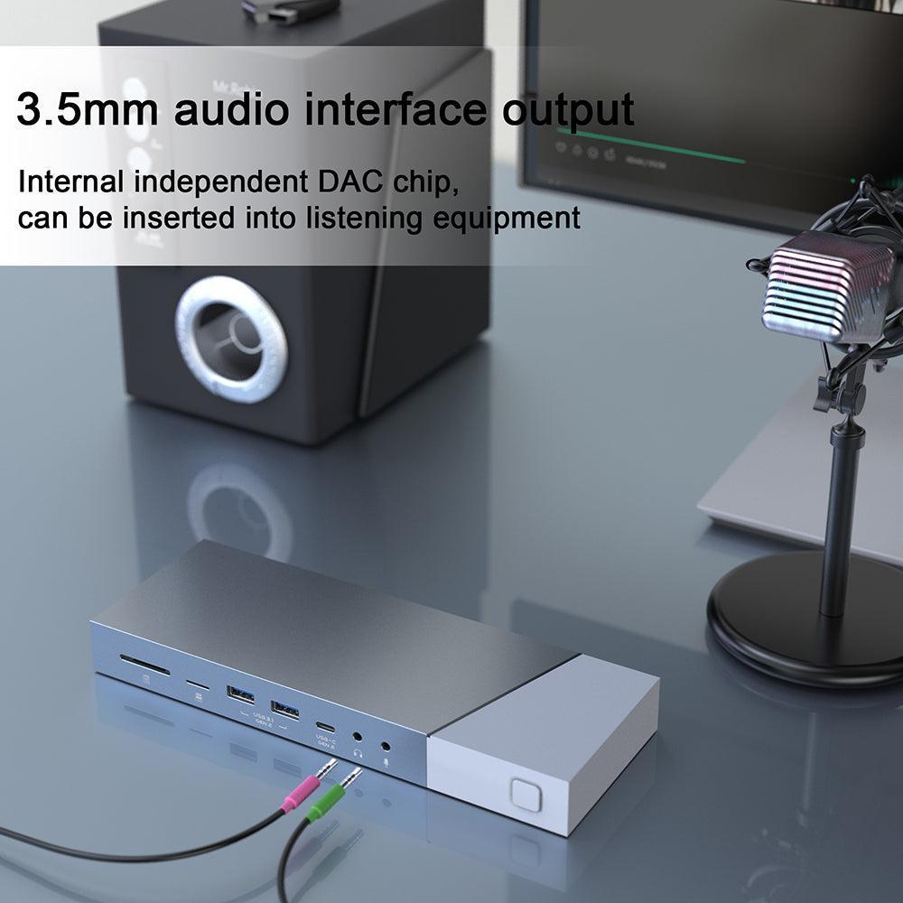 NÖRDIC DisplayLink USB-A & USB-C dokkingstasjon 1 til 12 2xHDMI 4K60Hz 2xDP 4K60Hz For Mac M1 M2 Thunderbolt 3 & 4